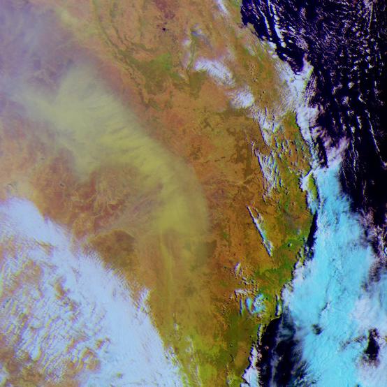 Satellite view of the huge dust storm