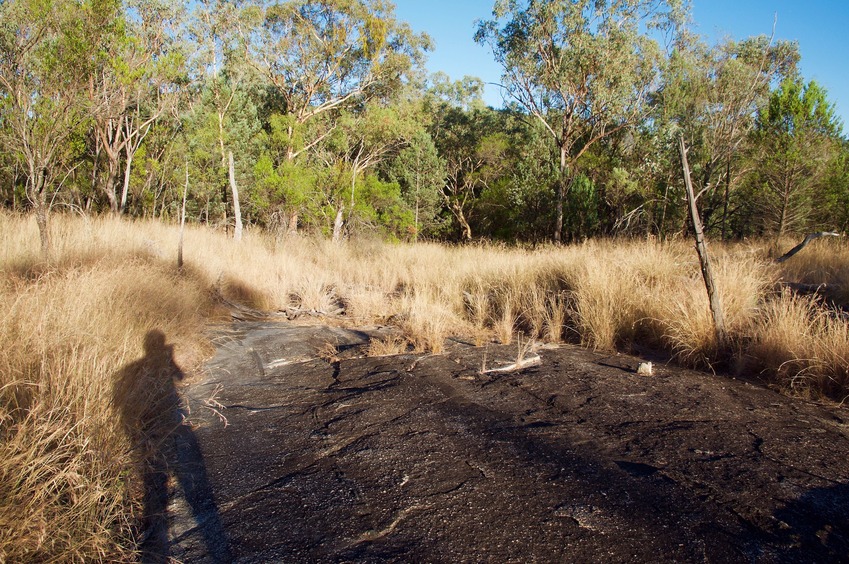 My shadow photographing one of the exposed patches of rock in this area