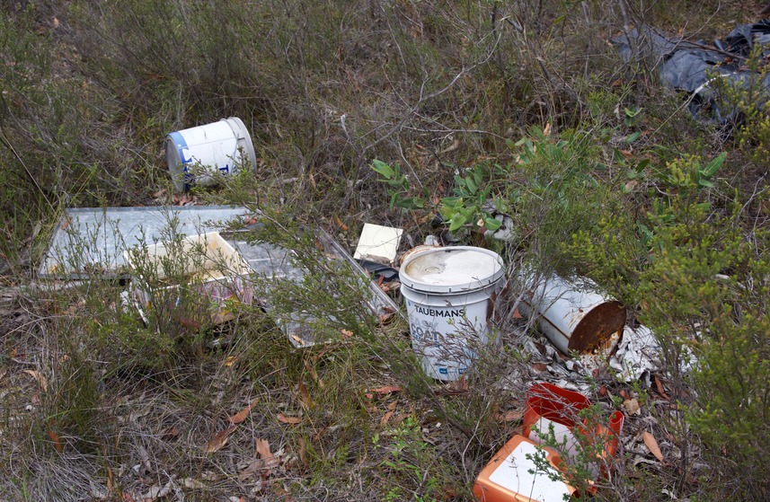Discarded paint cans - just 30 m from the point