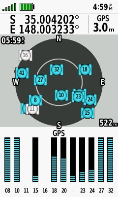 My GPS receiver’s display, 552 metres from the point