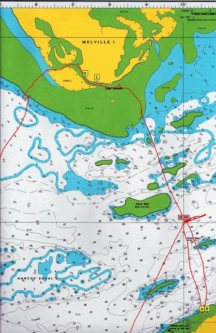 Detailed marine chart with picture locations