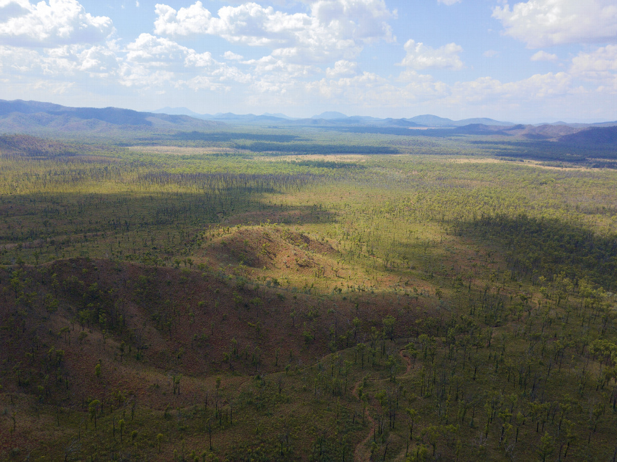 View North, from 120m above the point