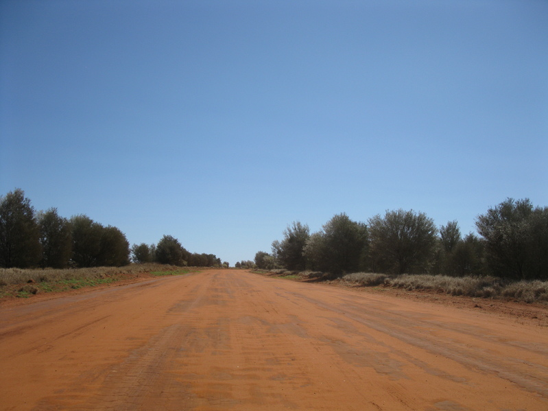 The vastness of the unsealed road. Shown as a track of Google Maps
