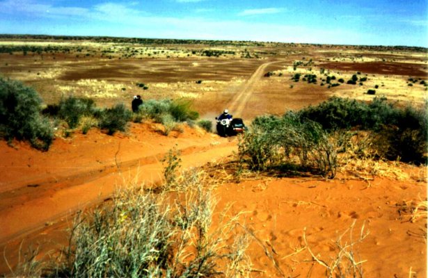 The sand hill out to Haddon corner, Chris driving.