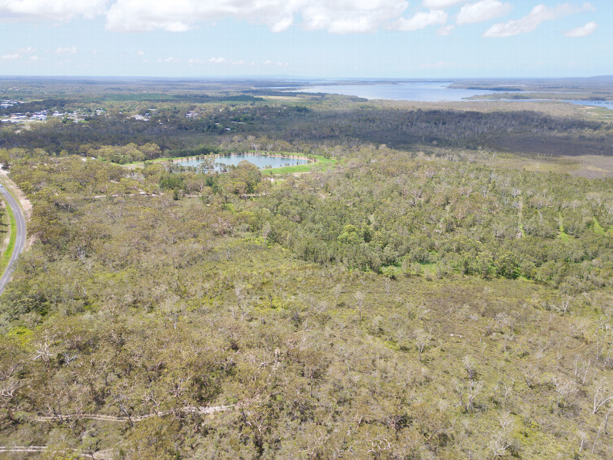 View North (towards the town of Cooloola Cove), from 120m above the point