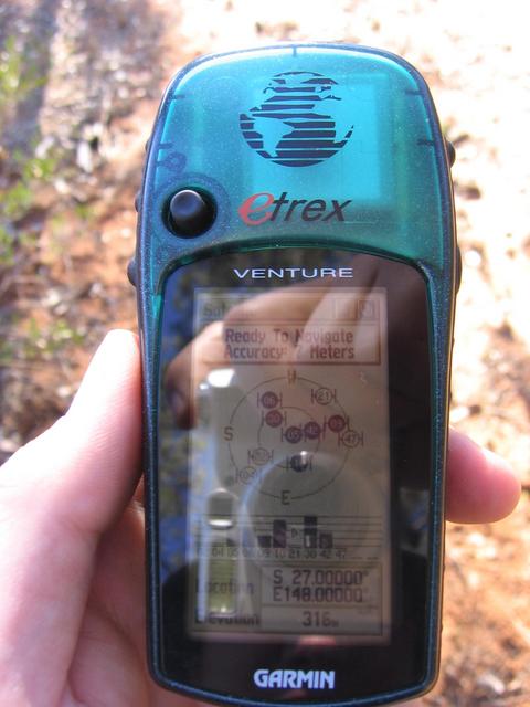 The GPS at the confluence spot.