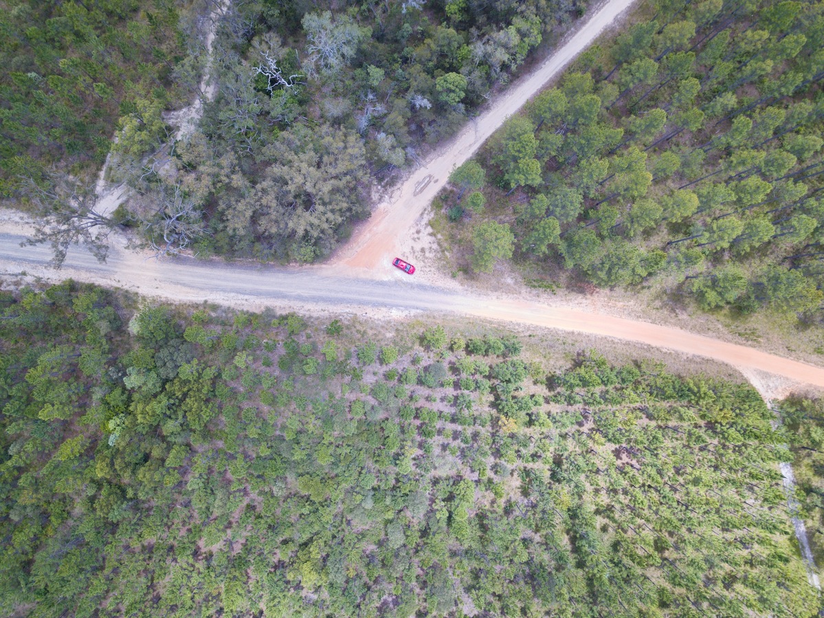 Looking down at the point (which is at the bottom of this image) from a height of 120m