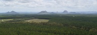#12: Looking Northwest towards the Glasshouse Mountains, from 120m above the point