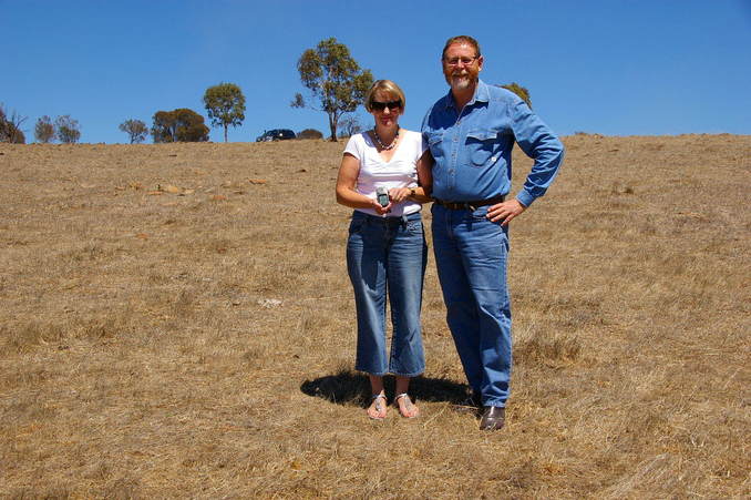 Fiona and Stephen at the Confluence, note our vehicle only 70 metres from the Confluence in the Background