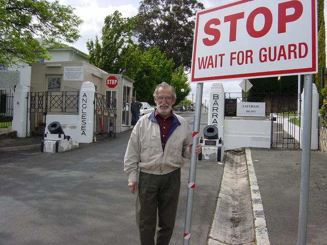 My father at entrance to Anglesea Barracks in Hobart