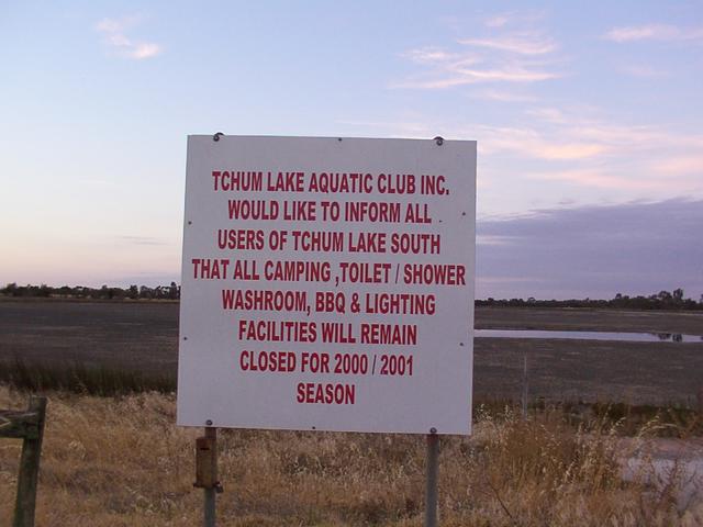 Sign next to the boat ramp to the lake
