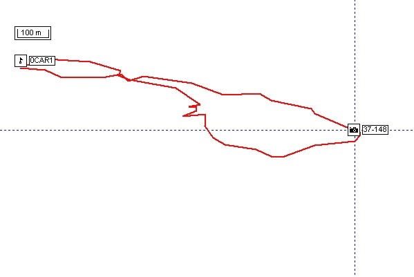 Track log from car to confluence and back