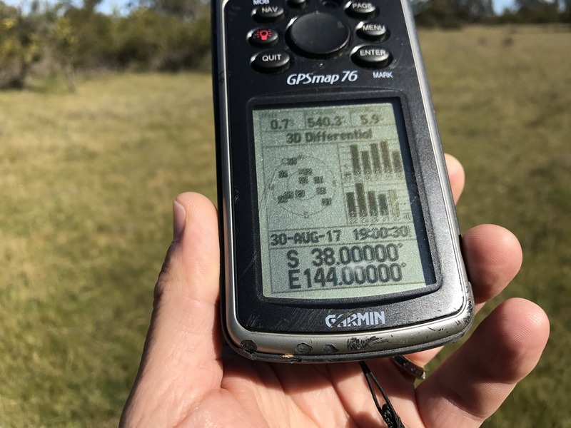 GPS reading at the confluence point. 