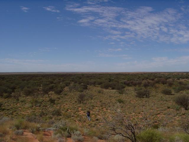 Stuart standing at the confluence, from top of sand dune