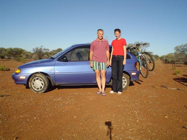 Peter & Kate with the track on the right of the photo - about to start the ride