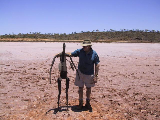 Barry with one of the Lake Ballard statues