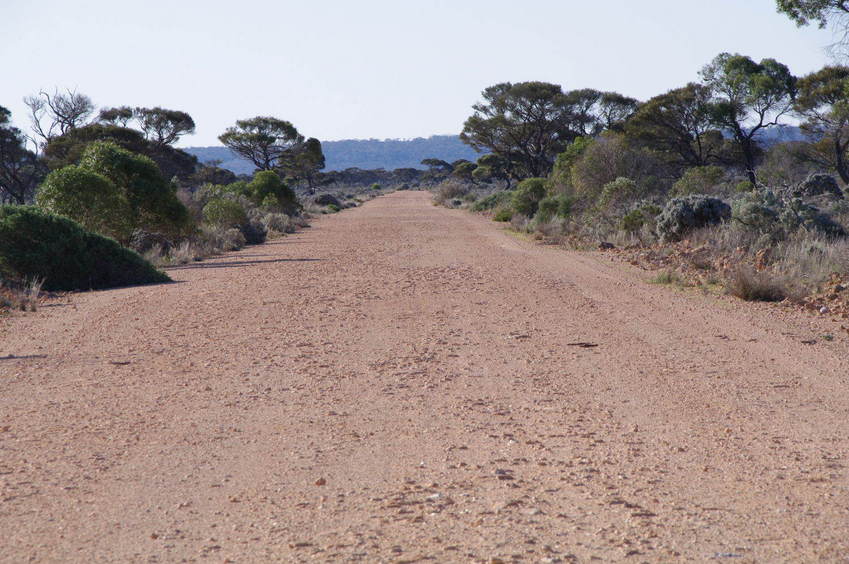 This is the good road, looking back to the hills at Madura