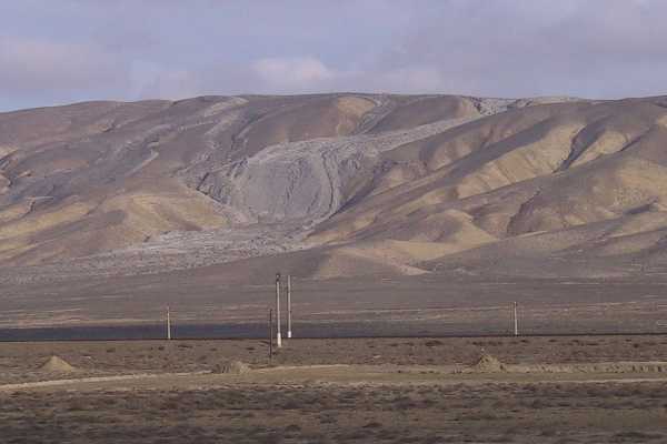 Mud volcano flow near Ali Bayramli Highway