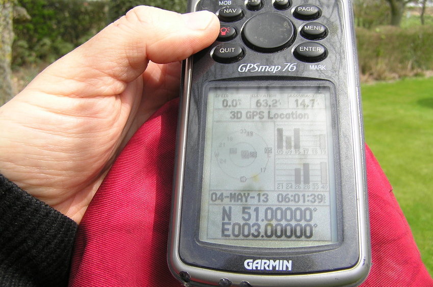 GPS reading at the confluence point.