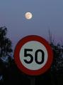 #10: The full moon was shining over the road junction as I returned from the confluence.