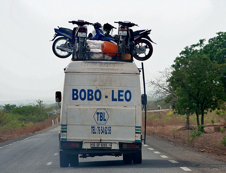 Typical public transport on the road to Bobo-Dioulasso