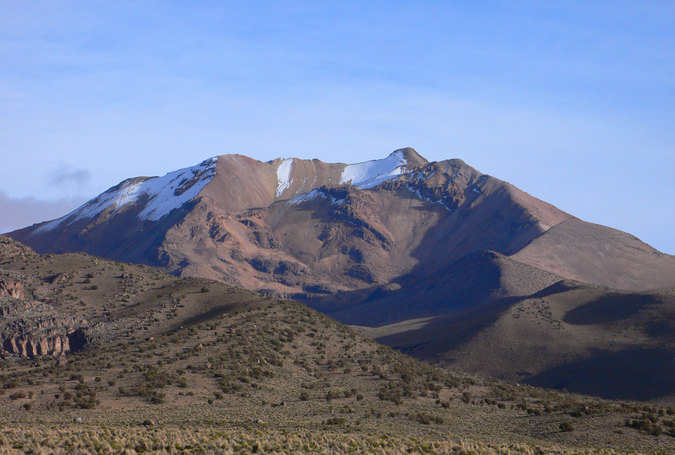 Hatcha Condoriri mountain (confluence on cliff on central mound; we accessed by right ridgeline)
