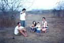 #4: From left to right, in front of the eastern view, Fabio, Tófoli, Flavia, Mateus with the GPS, Cristina