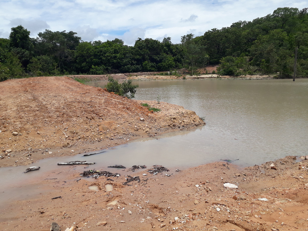 Tentando atravessar o riacho, com as pegadas deixadas pelos meus pés ao afundarem no barro - attempting to cross the stream, and my footprints when my feet sunk in the mud