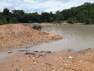 #10: Tentando atravessar o riacho, com as pegadas deixadas pelos meus pés ao afundarem no barro - attempting to cross the stream, and my footprints when my feet sunk in the mud