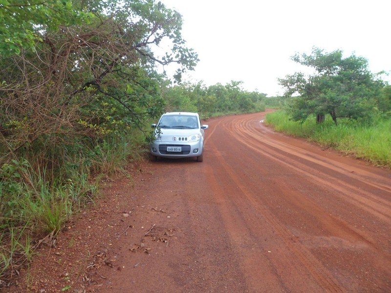 Estrada de terra (molhada de chuva) que dá acesso à confluência - dirt road (wet due to the rain) that goes to the confluence