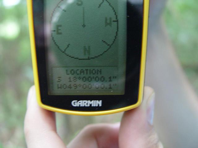 GPS marcando o ponto da confluência