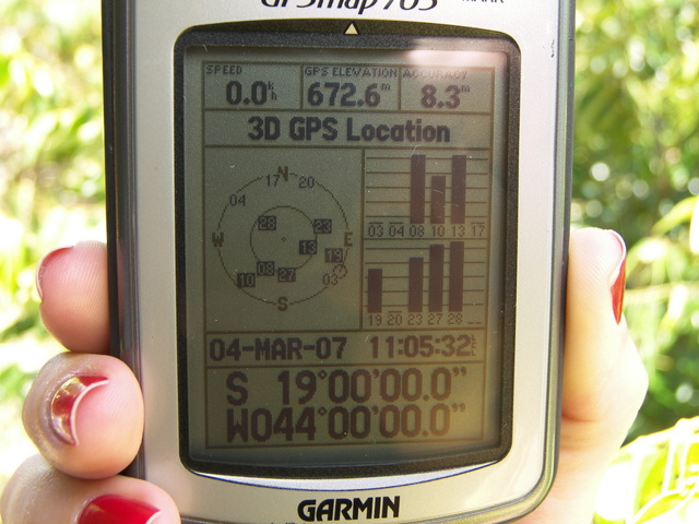 GPS sobre o ponto da confluência.