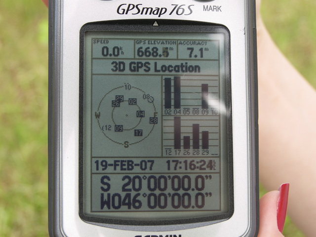 GPS sobre o ponto da confluência.