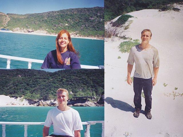 Confluence visitors on the boat : Carol and Karsten before (left picture) and after the visit (right picture)