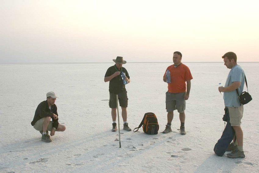 Group taking a water break on the way to 21S 26E