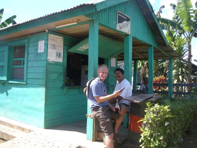 Bill and Pablo at the commercial heart of Barranco, with a coke and our position