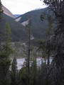 #4: Our first view of Amery creek and the confluence (overexposed on the glacier) from the Alexandra river bike path.