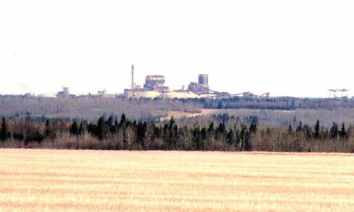 The AlPac Mill in the distance from our return route