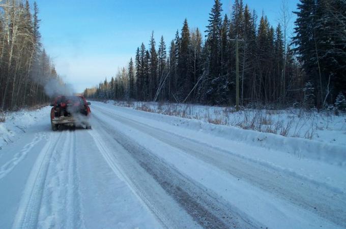 Truck is 30 m east of confluence, view to the north