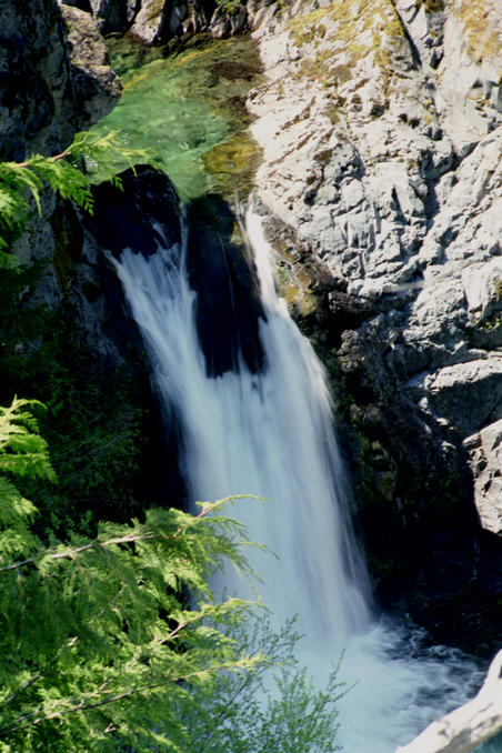A close-up view of the waterfall