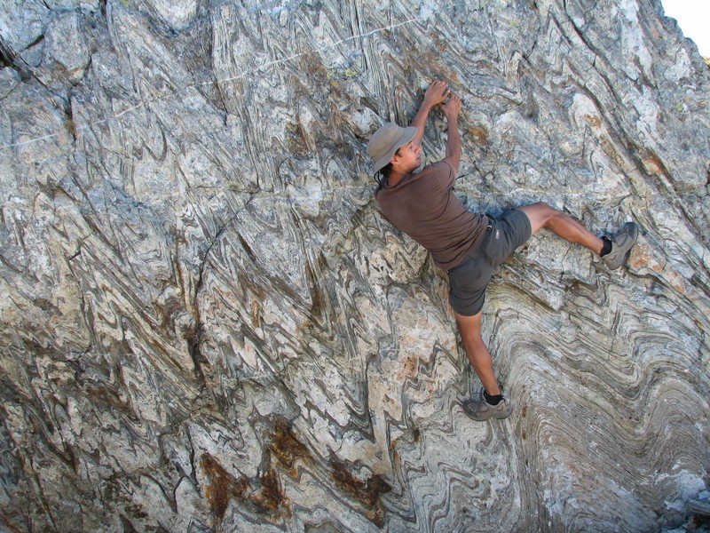 Seth bouldering on the ridge.