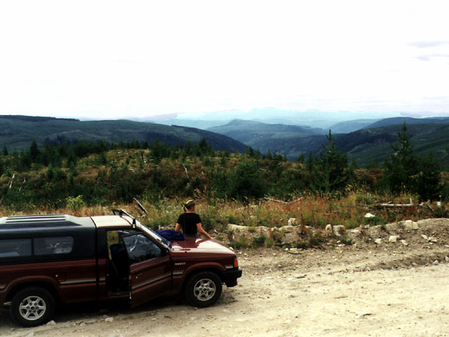 View to the south, 2k N of point, dead truck