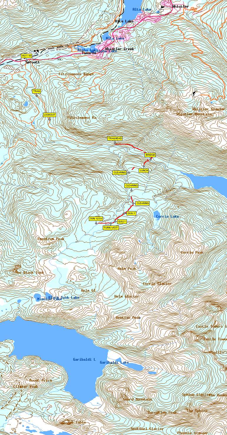 Map image(large) showing waypoints & topography