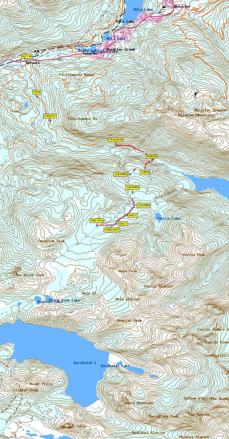 Map image(large) showing waypoints & topography