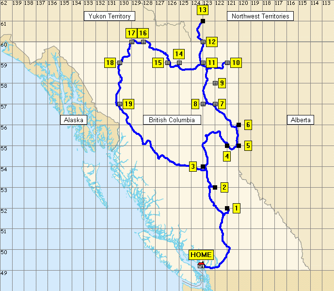 Map for August 10-19, 2003 trip
