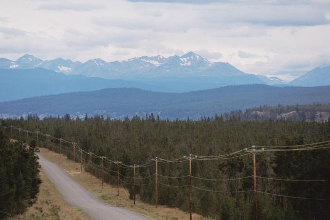 On Highway 20, east of Tatla Lake, with Coast Mountains in the background