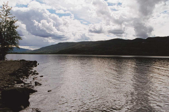 From the shore closest to the confluence, looking South