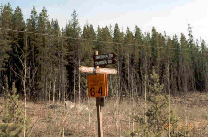 Sign at 48 km on the Morice Owen