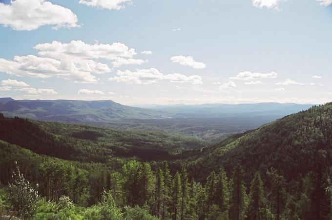 view to SSE, from highway, west of Steamboat, Muskwa River in the background