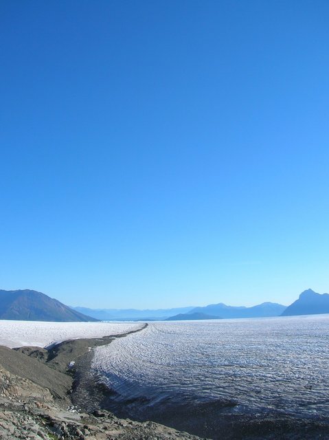 looking north, down the glacier